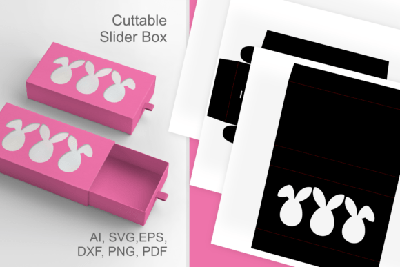 3 Easter Bunnies Slive and Drawer Box 3D SVG for Gift Boxes