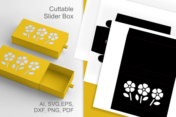 3 Primroses Slive and Drawer Favor Box 3D SVG Shapes