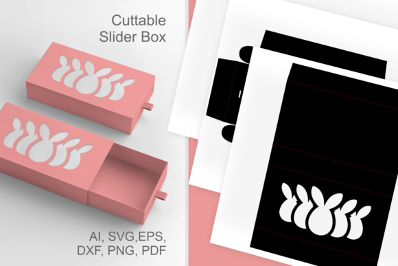 3D SVG Stacked Easter Bunnies Slive Drawer Box