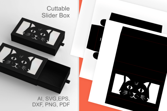 Cat Face 3D SVG for Halloween Boxes