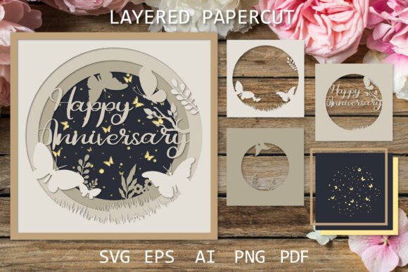 Happy Anniversary 3D SVG Shadow Boxes