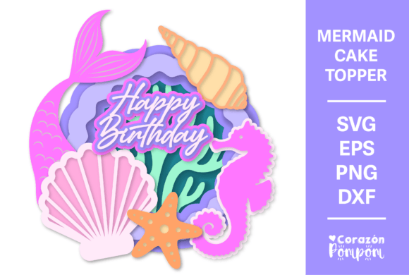 Mermaid Cake Topper: A 3D SVG for Summer