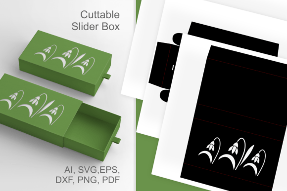 Snowdrops Slive Drawer 3D SVG Gift Boxes