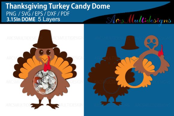Thanksgiving Turkey Candy Dome Holder 3D SVG